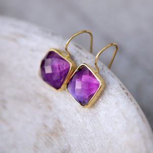Amethyst and Gold Vermeil Drop Earrings