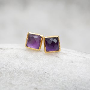Amethyst and Gold Vermeil Stud Earrings