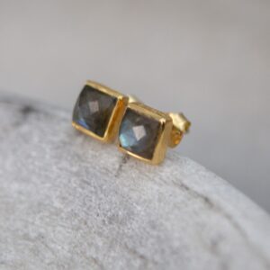 Labradorite and Gold Vermeil Stud Earrings