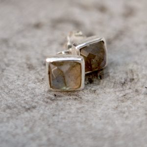 Labradorite and Silver Stud Earrings