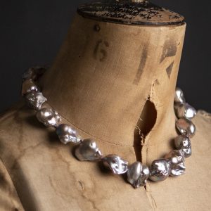 Giant Baroque natural grey Pearl Necklace