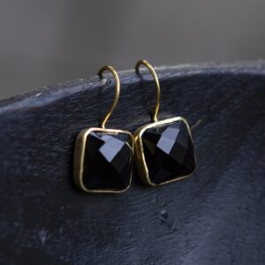 black agate and Gold Vermeil Drop Earrings