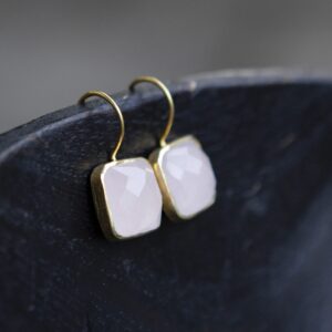 Rose Quartz and Gold Vermeil Drop Earrings
