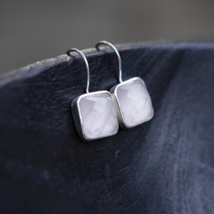 Rose Quartz and silver Drop Earrings