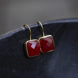 Carnelian and Gold Vermeil Drop Earrings