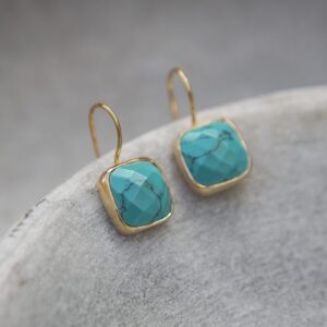 turquoise howlite and gold vermeil drop earrings