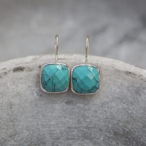 turquoise howlite and Silver Earrings