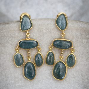 kyanite and diamond Chandelier Earrings