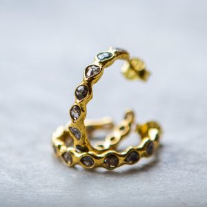 Diamond faceted Vermeil Hoop Earrings
