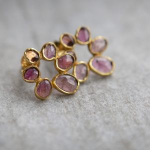 tourmaline flower earrings, gold vermeil