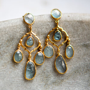 aquamarine chandelier earrings, gold vermeil
