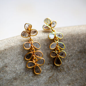 diamond duchess drop earrings, gold vermeil